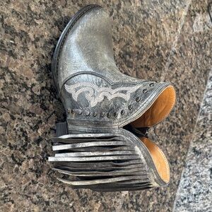 Fringed Gray Ankle Booties